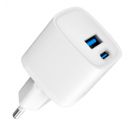 Evelatus USB-A and USB-C 30W Max Carregador Branco