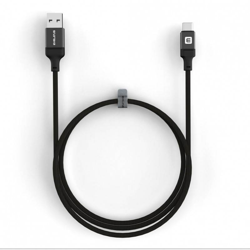 Evelatus USB A to C Cabo Aluminio 1.2M Preto