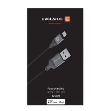 Evelatus USB A to Lightning Cabo 1.2M ( MFI11CL ) Aluminio Preto