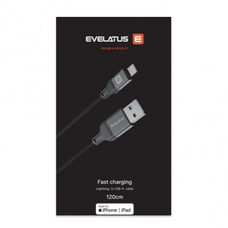 Evelatus USB A to Lightning Cabo 1.2M ( MFI11CL ) Aluminio Preto